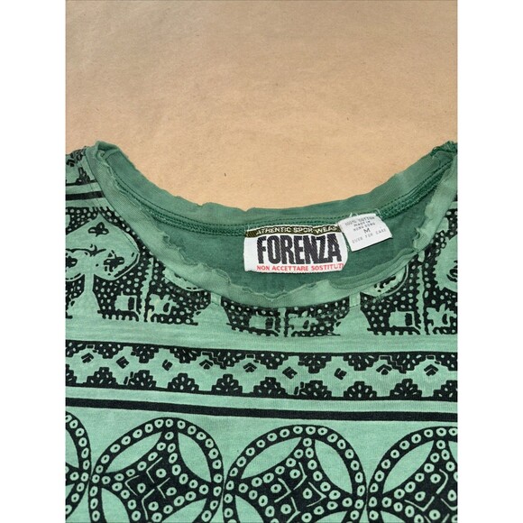 Vintage Forenza Sportswear Paisley AOP T-Shirt Size Medium 90s Green - Picture 3 of 7